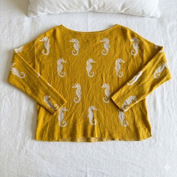 Maeve Anthropologie Seahorse Print Sweater Size L - Picture 5 of 9